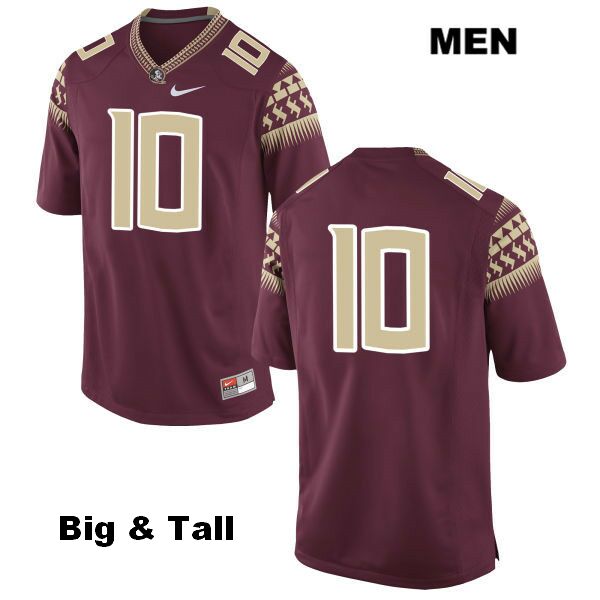 Men's NCAA Nike Florida State Seminoles #10 Bailey Hockman College Big & Tall No Name Red Stitched Authentic Football Jersey OYC6569GM